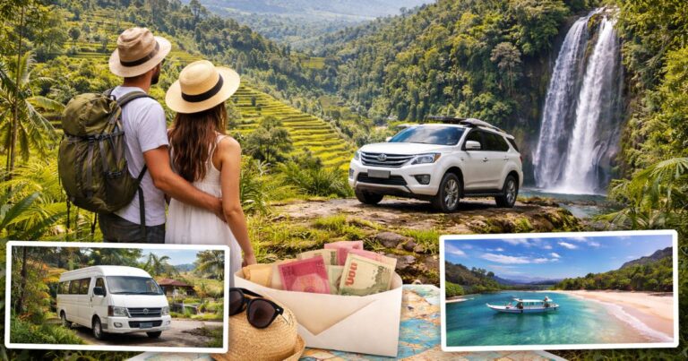 Wisata healing di Lombok dengan sewa mobil Lombok menuju air terjun, pegunungan, dan pantai tenang